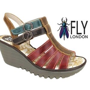 Fly London Ygor Sandals Leather Strappy Size EU 39 US 8 8.5